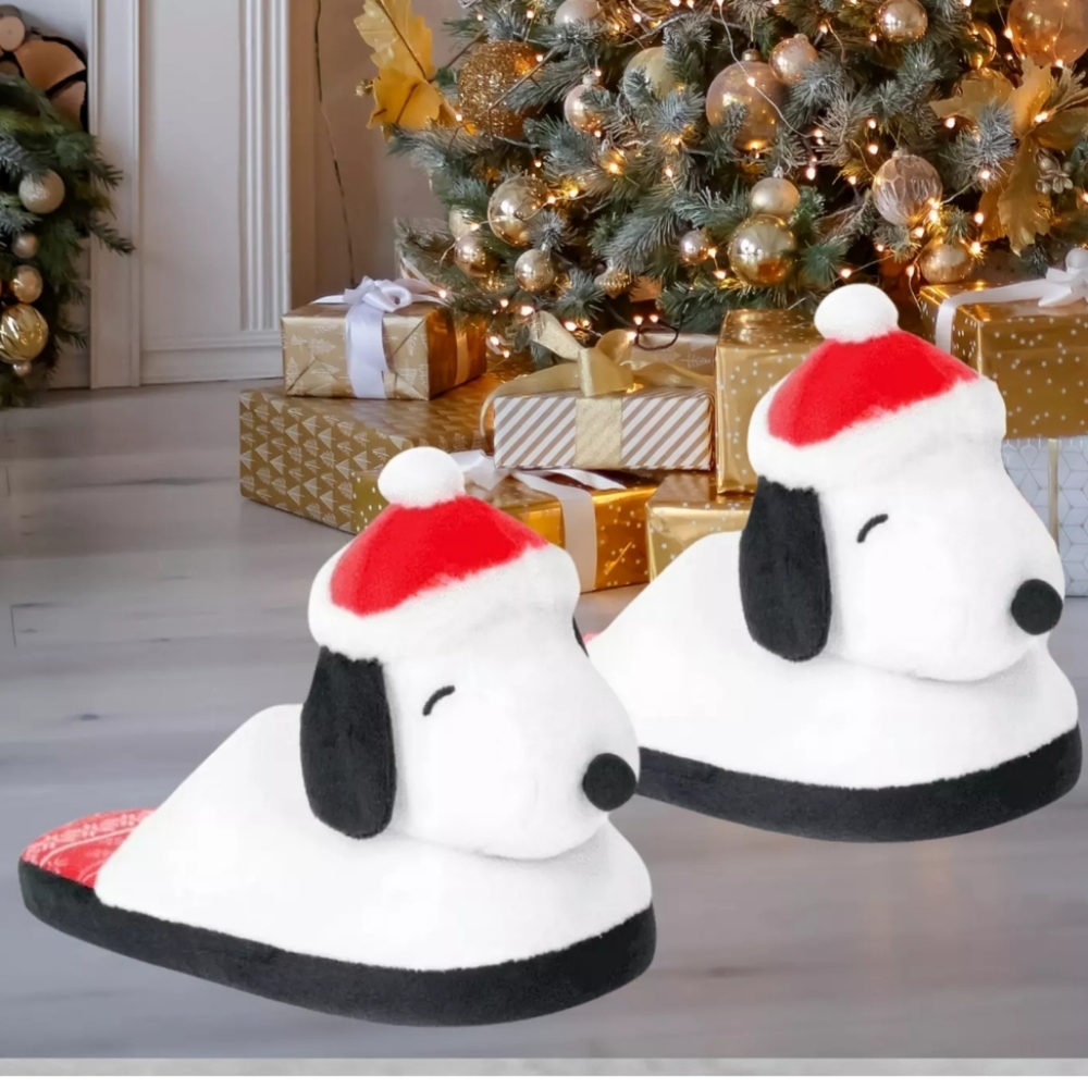 Peanuts Snoopy Christmas Slippers 3D Character Festive Holiday Slip On Kids